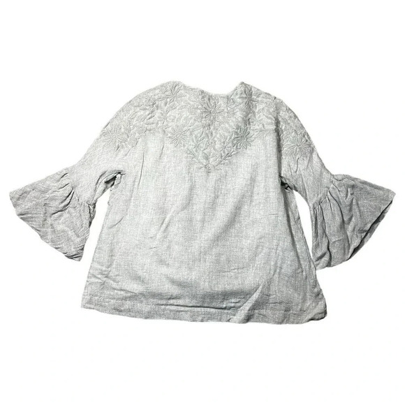 Zara Embroidered Wool Swing Jacket Size Small Zip Front Bell Sleeve Collarless - Picture 4 of 7